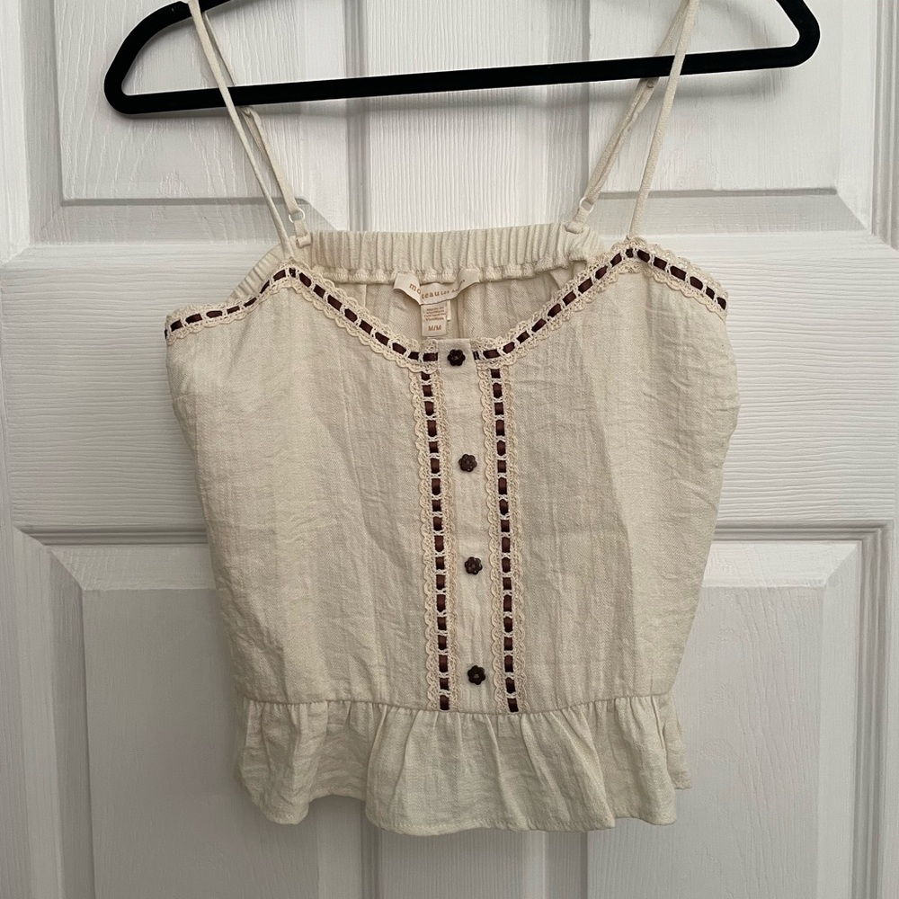 Monteau Cream Button-Front Women's Top